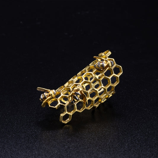 Anillo panal con abejas